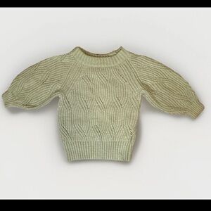 Fashion Nova Soft Green Boat Neck Cropped Cable Knit Sweater wool blend